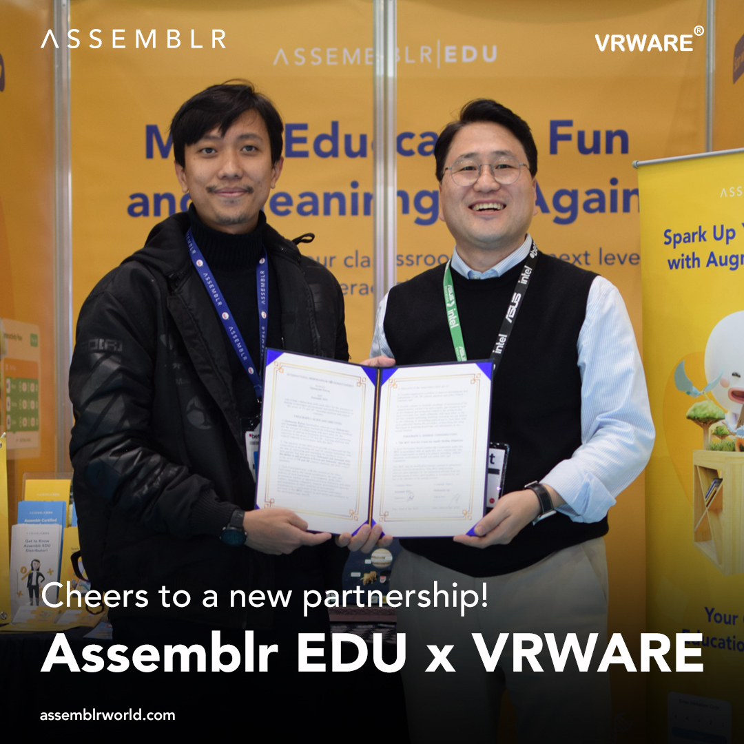assemblrworld's tweet photo. Let us introduce you to our partner and authorized Assemblr EDU Distributor in South Korea, VRWARE! #AssemblrEDU #VRWARE #VRWARESchool #ARVRinEDU #AR #augmentedreality #VR #VirtualReality #Partnership #SouthKorea https://t.co/o4uqnhrIY6