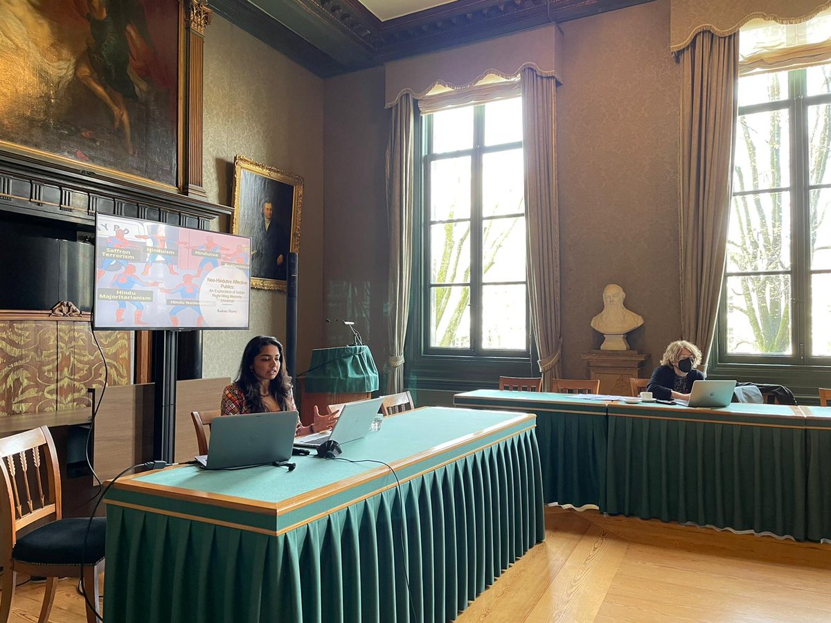 ErnstHemel's tweet photo. @RashmiShettyR presents research on Neo-Hindutva Affective Publics and Right Wing Memes #bigdatasocialmediareligion conference https://t.co/JM9bkZbZFg