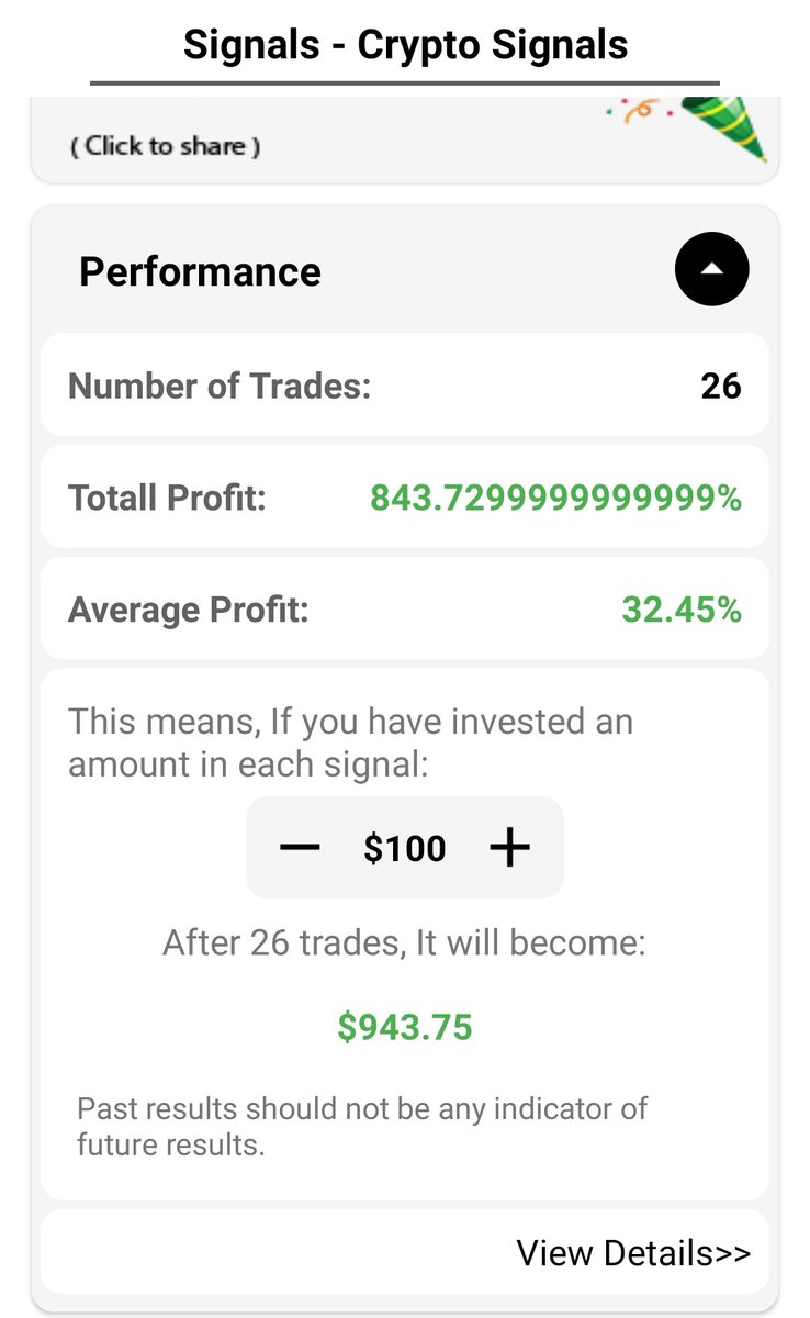 SignalsCryptoS1's tweet image. Signals - Crypto Signals app performance of last 26 trades.
Install Signals - Crypto Signals App from Google Play Store and Enjoy Daily Free Crypto Signals.
bit.ly/374bxuv

#1INCH #1inchusdt #bitcoin #binance #futuresignals #cryptosignals #cryptosignal #crypto #kucoin