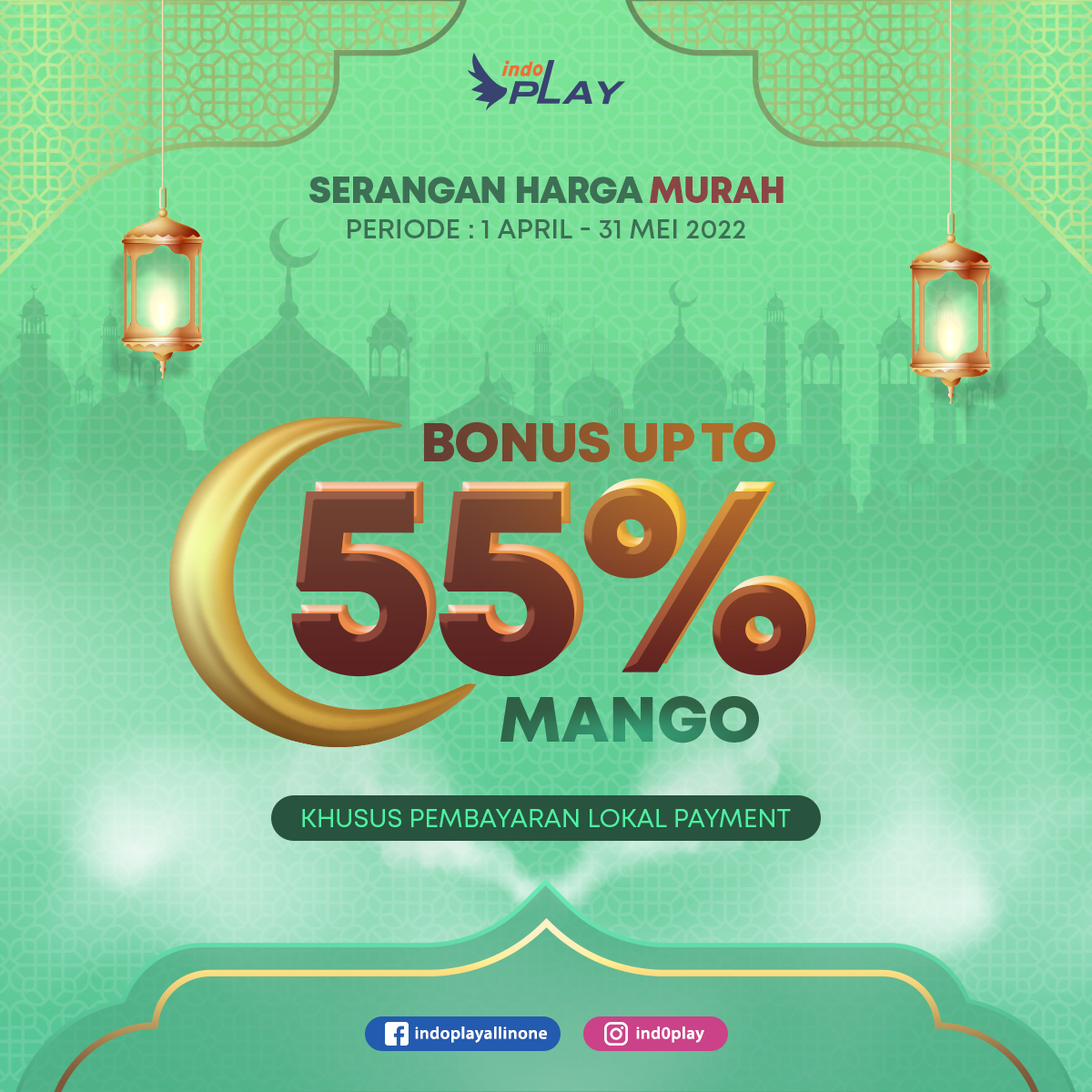 ind0PLAY's tweet photo. Indoplayer, kamu gak perlu bingung lagi kalau pengen top up! Kamu bisa dapetin BONUS MANGO hingga 55% sampai dengan 31 Mei 2022 loh. 

Jangan sampai terlewat ya! Buruan top up sekarang dan dapetin bonusnya! 🥳🥳 #RamadhanMubarak https://t.co/HH6QqzEjgB