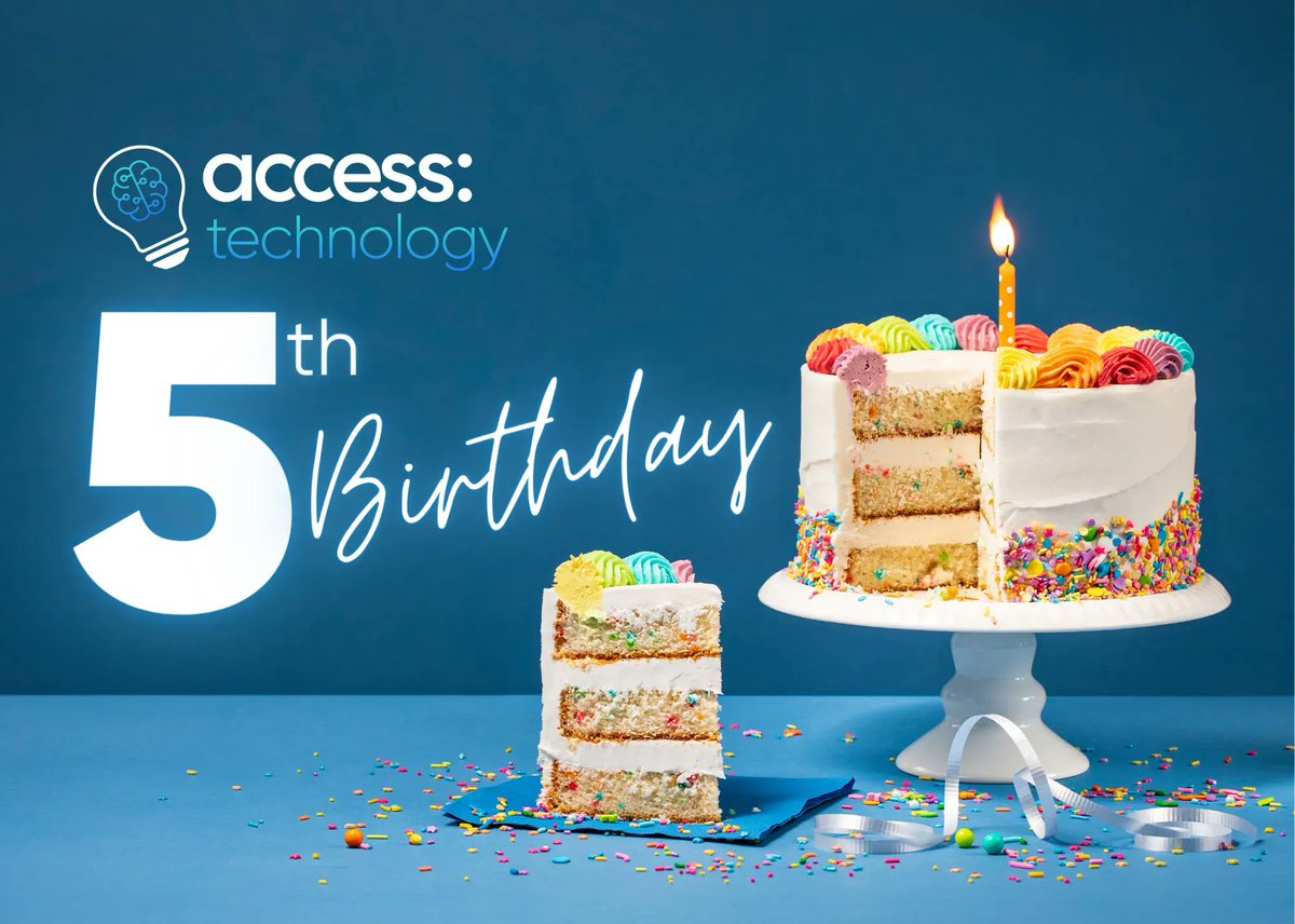 accesstechUK's tweet photo. Today is our 5th birthday! We would like to thank our wonderful team, clients, parents/ carers, suppliers, case managers, deputies and all we have worked with over the past half-decade. Here's to the next 5 years and many more beyond... #domorewithtechnology https://t.co/cNYPtcDZed