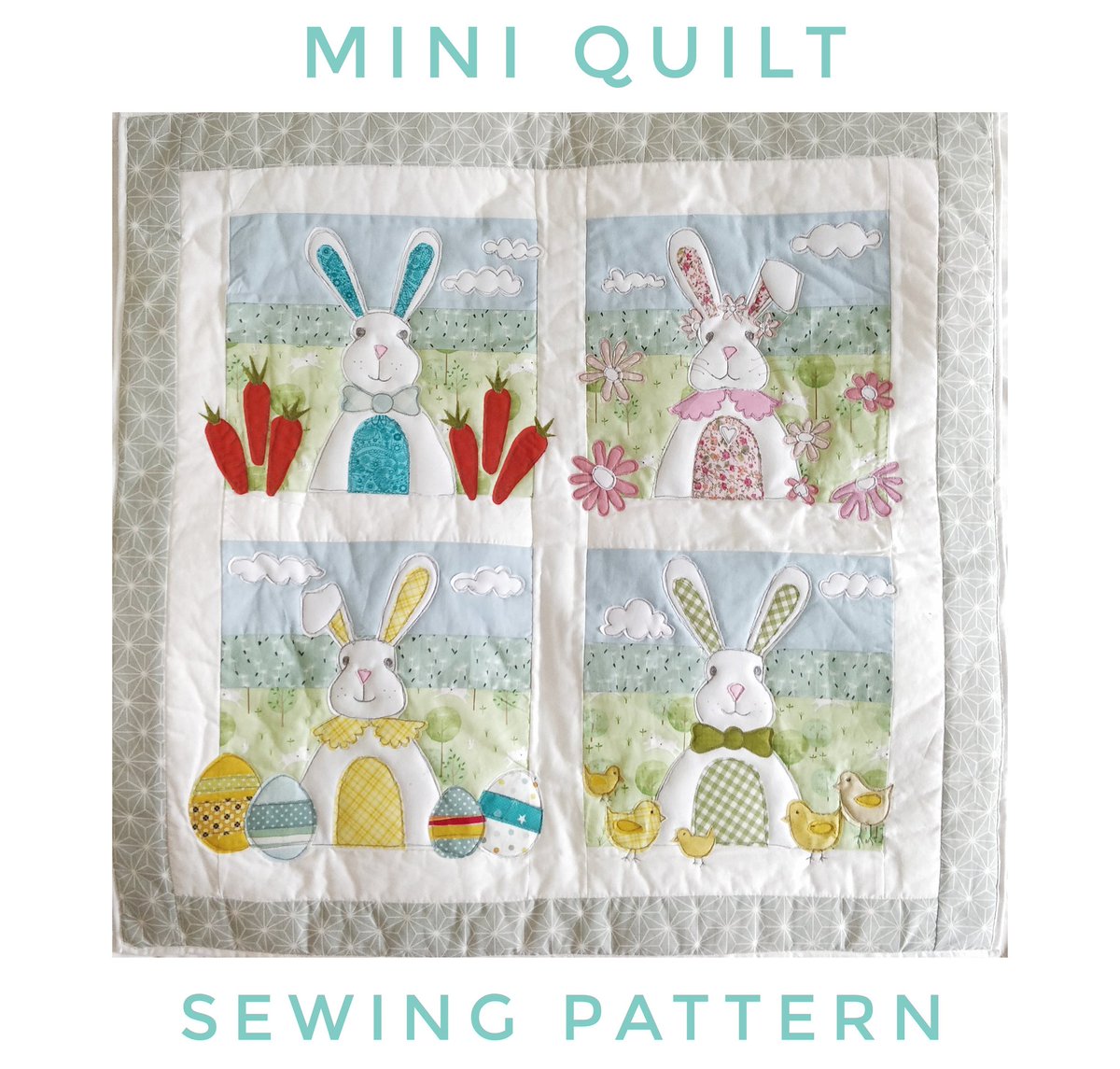 Excited to share the latest addition to my #etsy shop: BUNNY Mini Quilt Wall Hanging Instructions Sewing Pattern Tutorial Templates applique  #sewingpattern #sewingtutorial #quiltpattern #bunnyquilt #eastersewing #sewinginstructions #sewing etsy.me/3K0hMOw