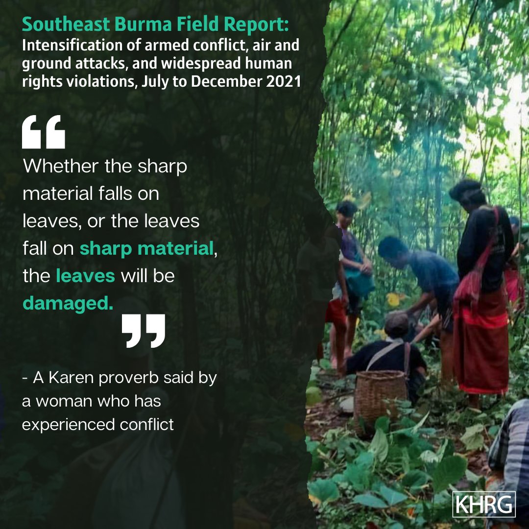 khrg's tweet photo. We have documented targeted attacks on civilians, forced labour, use of human shields, torture, killings, looting, and the use of landmines in Southeast Myanmar.

Check the full report: https://t.co/yHpT4S2aQF https://t.co/dpf1SdBmve