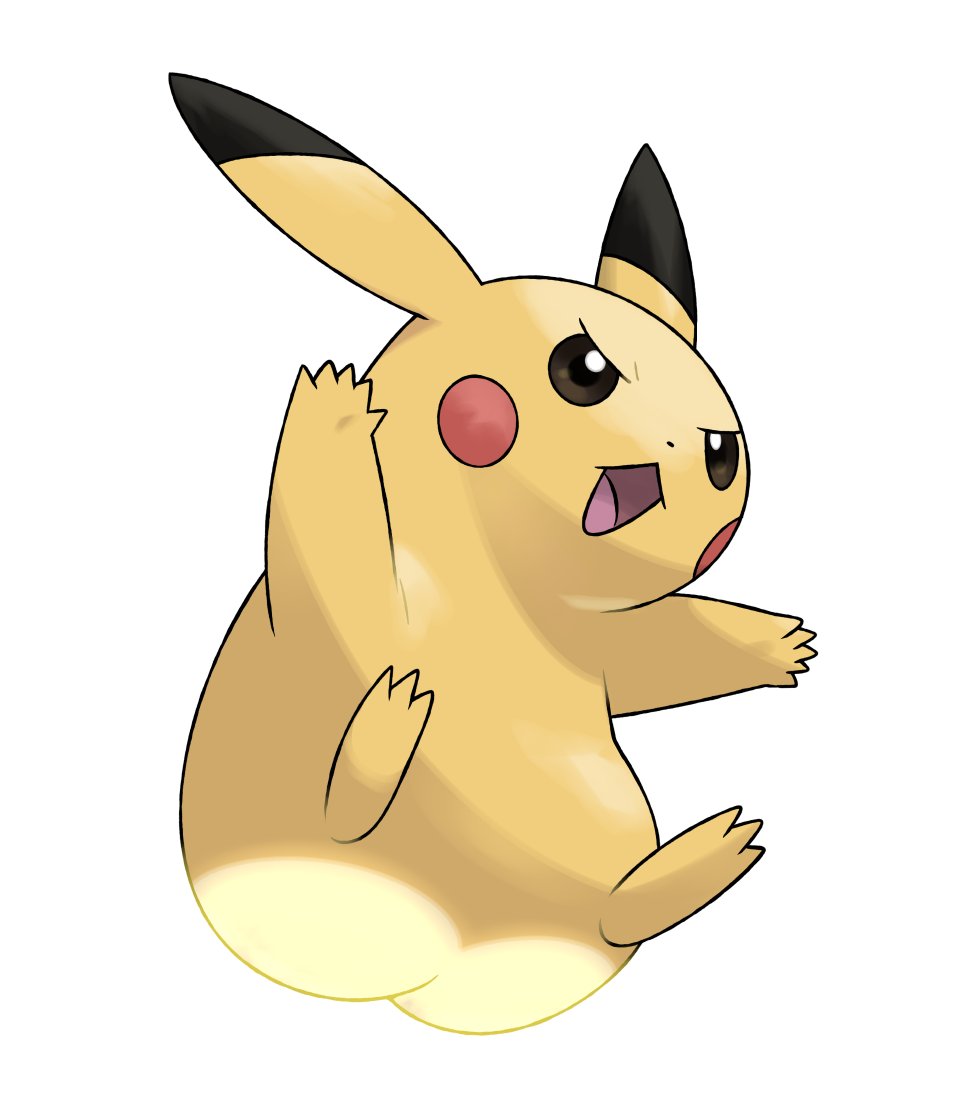 This variant of Pikachu has lost its iconic tail. Electricity is stored in its ass.