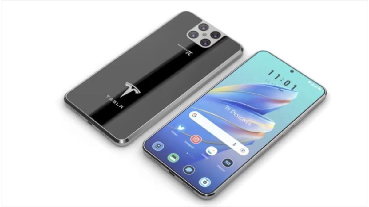 wholemars's tweet photo. Tesla CEO Elon Musk today unveiled the Tesla Model Pi phone. 

Starting at just $499, the phone will connect directly to Starlink for broadband speeds anywhere on Earth. https://t.co/JmvcaWOEG8