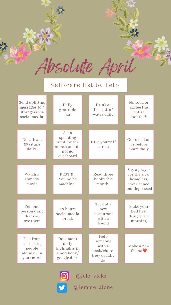 I pray you experience a wonderful month filled with absolute happiness❤️

Welcome to April!

Please RT and like🙏🏾