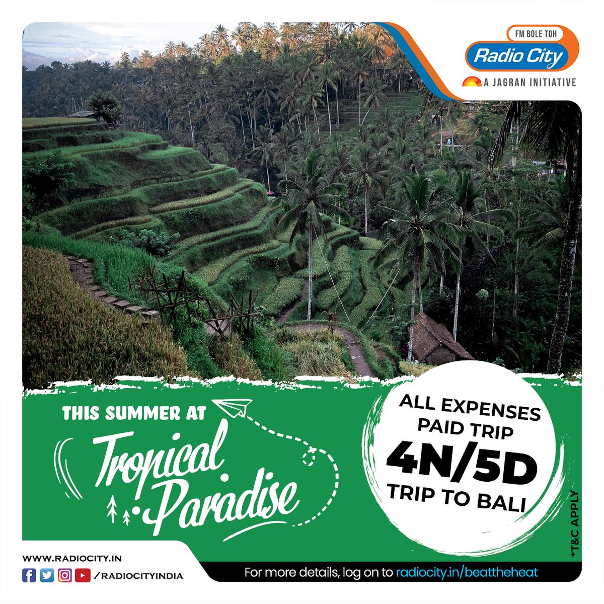 radiocityindia's tweet photo. Radio City Brings you a big surprise!
Soak in the summer at this Tropical Paradise.
Log on to https://t.co/tozfHGdRdh now !
.
.
.
.
#Bali #Surprise #SummerSeason #TriptoBali #TropicalParadise #RadioCity https://t.co/gKM2h0CiYf