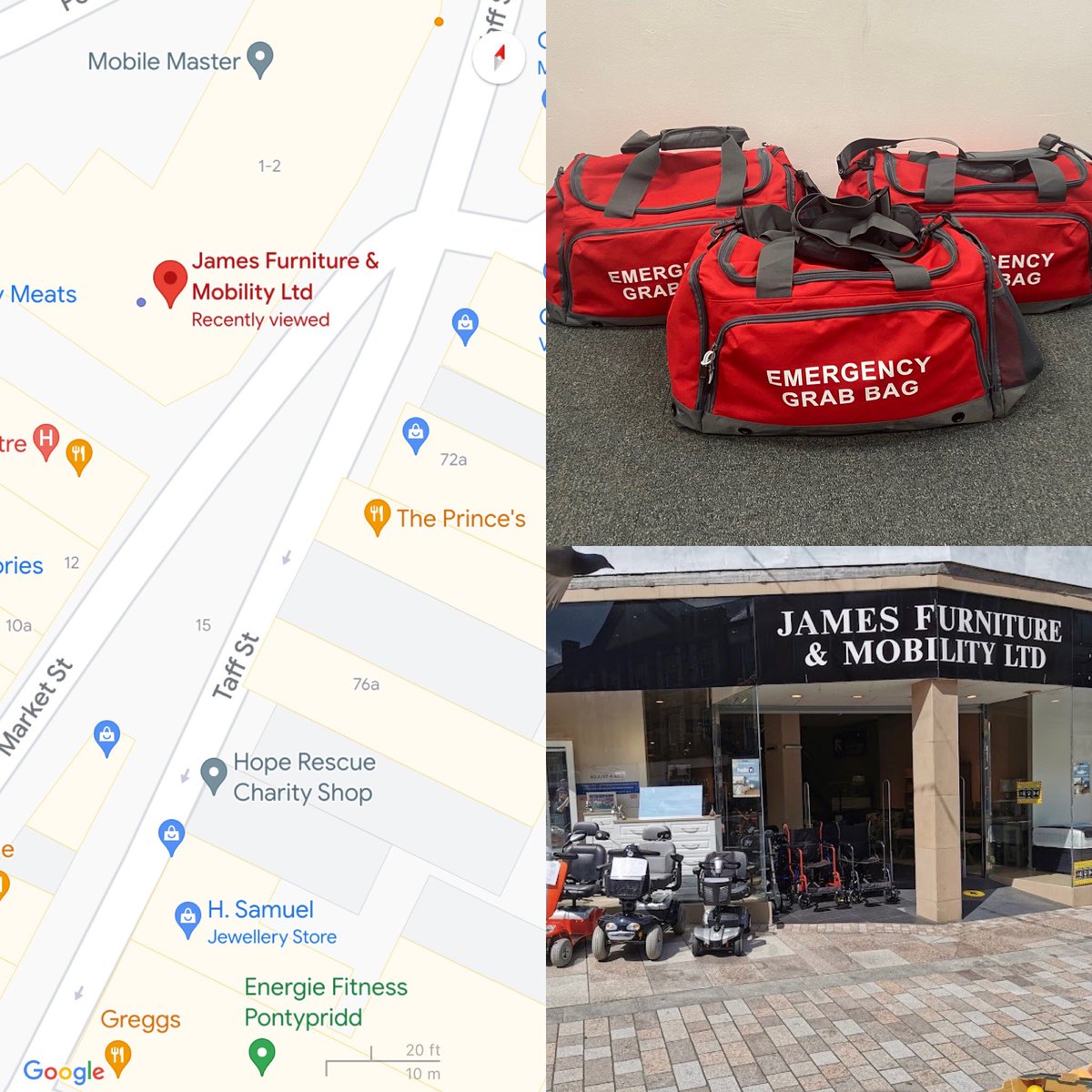 Our 5th grab bag has been placed at James furniture &amp; mobilty LTD… This family run business has been part of town for many years and the owner Robin is a great part of the towns community thank you for your support.@swpRCT @YourPontypridd <a href="/PontyTC/">PTC</a>