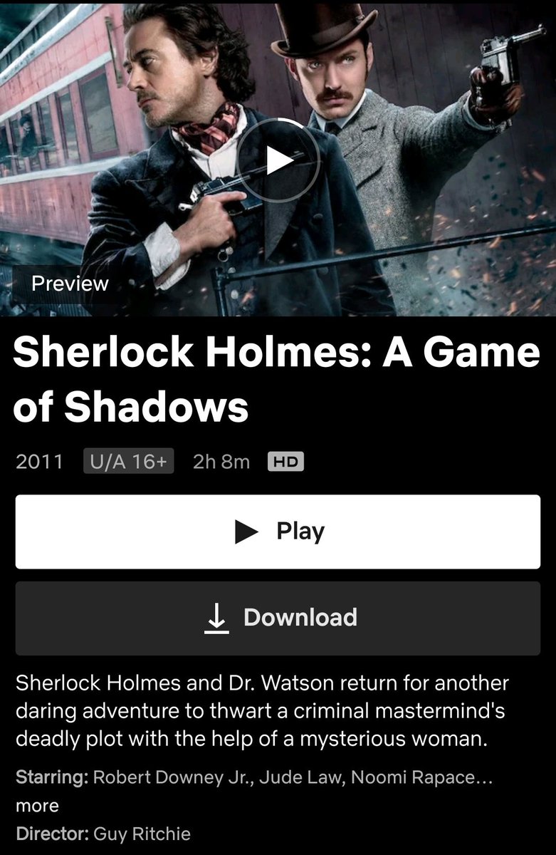 CinemaRareIN's tweet photo. New arrivals on @NetflixIndia..
#SherlockHolmes : #AGameOfShadows (2011)
#YearOne (2009)
#YouDontMessWithZohan (2008)
#TheCondemned (2007) https://t.co/6kk8KpiqOp