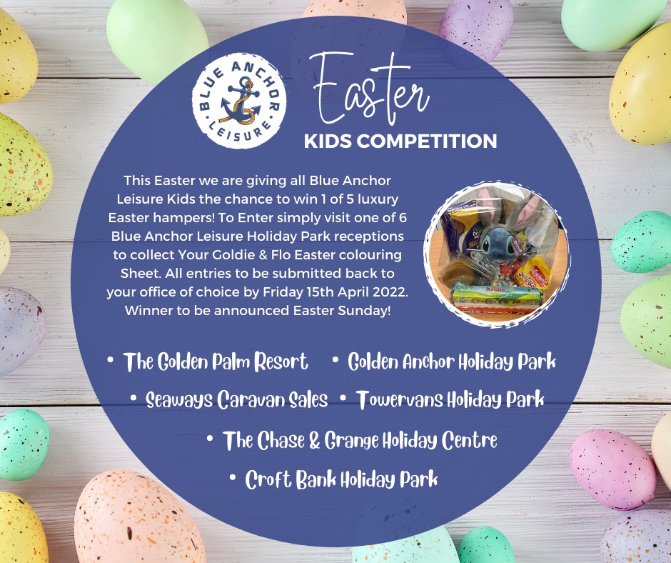 🚨This is not an April Fools!🚨
This Easter our Blue Anchor Superstars r giving u the chance to win 5 luxury Easter hampers!
To be in with a chance to win all you need to do is visit one of the park receptions (listed below) and pick up your Easter colouring competition sheet!🐣