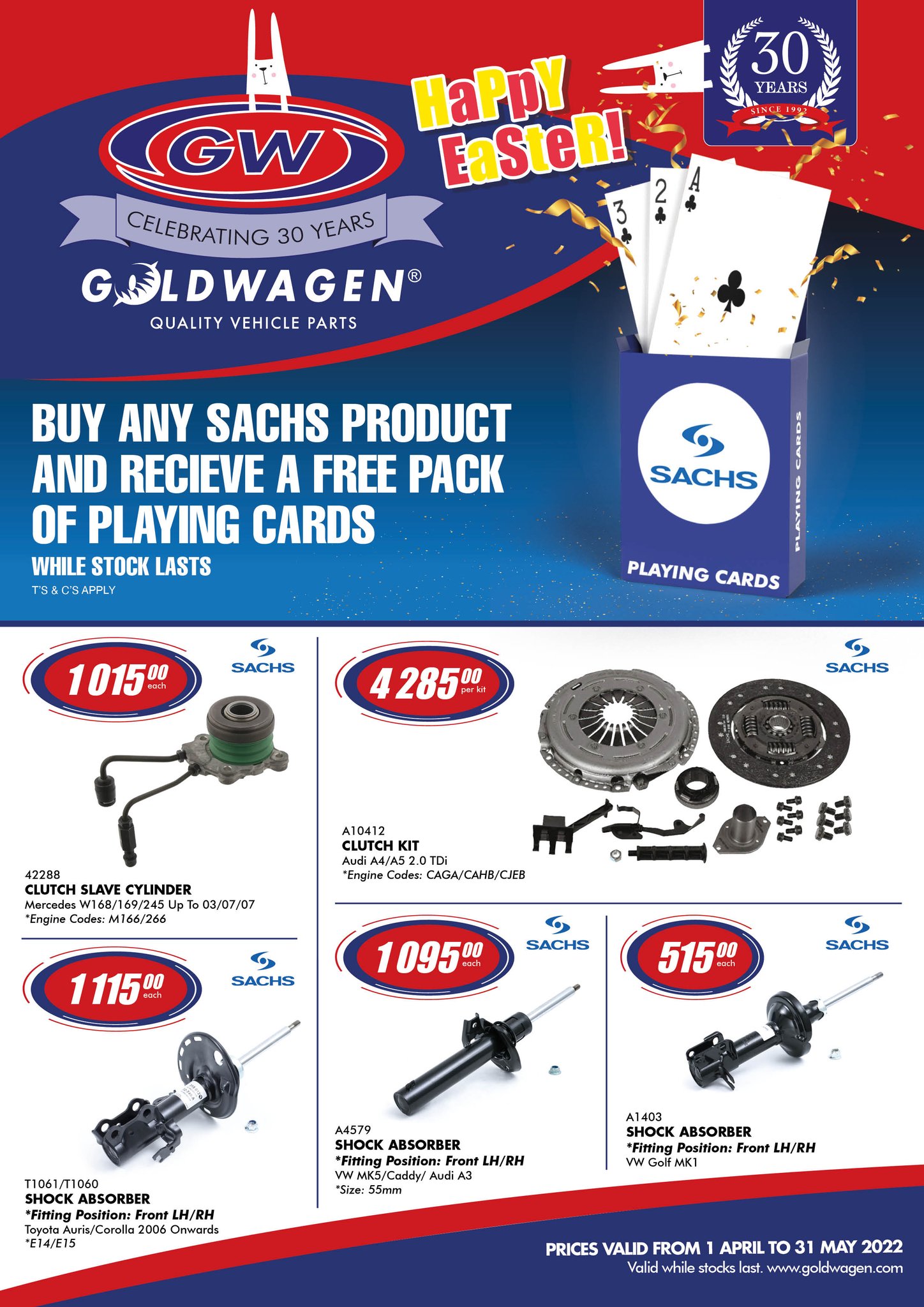 Goldwagen on X Planning an Easter trip Don t let a broken down car ruin your holiday. Visit Goldwagen your ONE STOP parts supplier. Specials running from 1 April to 31 May 2022 Valid while