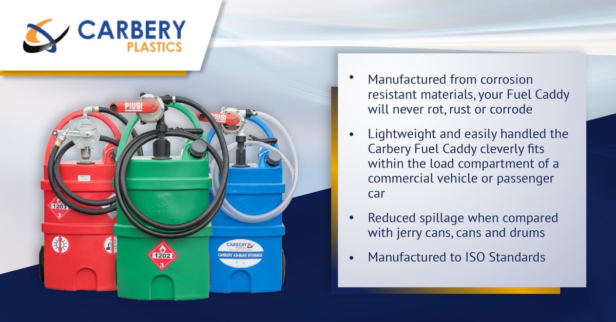 carberyplastics's tweet photo. Why choose a #CarberyPlastics 55Litre #FuelCaddy?
Here are just some of the benefits…
For more information visit 👉 https://t.co/tFNiguS89G
#Refuelling #Tanks #Diesel #Petrol #AdBlue #RefuellingTanks https://t.co/wpOpiQcEOj