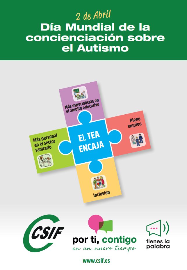 #CSIF conmemora hoy el Día Mundial de la concienciación sobre el autismo, reclamando más apoyos para este colectivo, que se ha visto muy afectado por los efectos de la pandemia. #DíaMundialAutismo 
csif.es/contenido/naci…