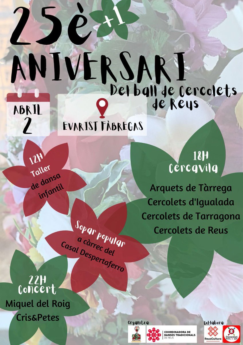 Ep!!! No us despisteu… QUE AIXÒ ÉS DEMÀ😱🌸🎉

A partir de les 12h a la plaça Evarist Fàbregas hi haurà festa assegurada per a tots els públics🥳🤩

Us hi esperem!!!🌸🌼🌺🌹
