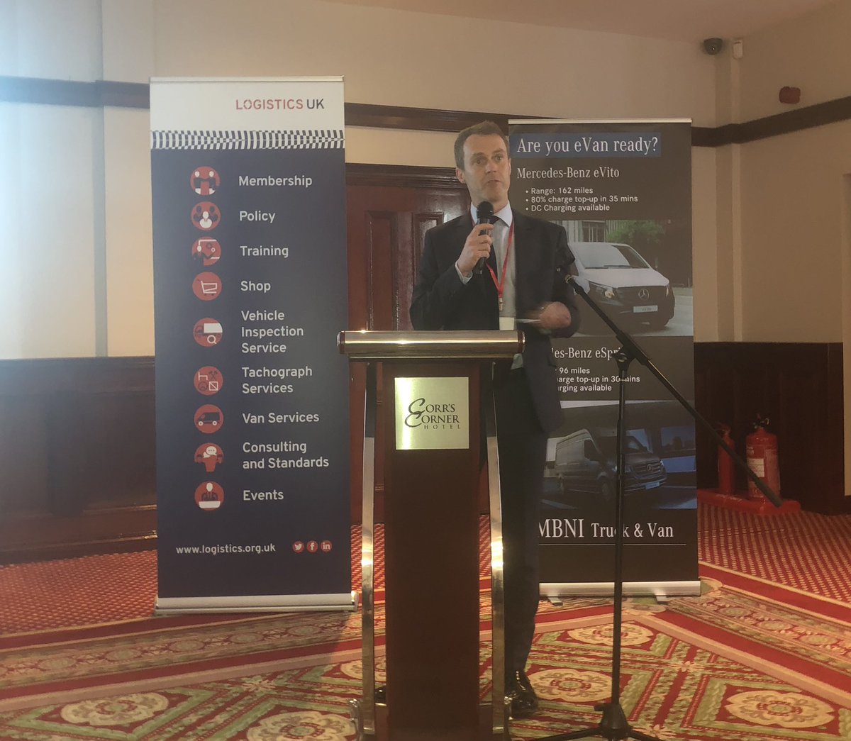 ExportFreight's tweet photo. @Freight_NI Seamus Leheny, starting off proceedings at the @LogisticsUKNews #Van22 Conference. https://t.co/ZlZpDFKzKU
