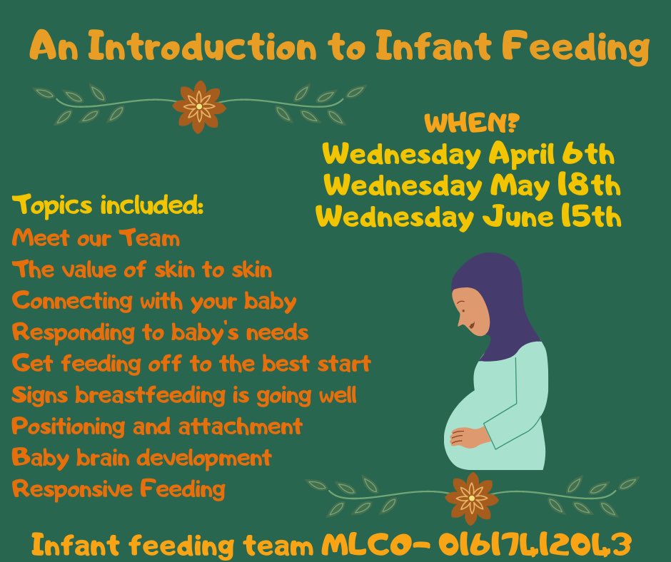 Infant Feeding Team - Manchester (@ift_mlco) on Twitter photo Are you pregnant or know someone in north, central or south Manchester who is?
We’re running another Introduction to Infant Feeding on April 6th. Get in touch for more info- 01617412043! Can’t make that date? We have more coming up! See below👇
#mcrlco #Teamlco <a href="/IFT_MLCO/">Infant Feeding Team - Manchester</a> <a href="/mcrlco/">Manchester Local Care Organisation</a> Are you pregnant or know someone in north, central or south Manchester who is?
We’re running another Introduction to Infant Feeding on April 6th. Get in touch for more info- 01617412043! Can’t make that date? We have more coming up! See below👇
#mcrlco #Teamlco <a href="/IFT_MLCO/">Infant Feeding Team - Manchester</a> <a href="/mcrlco/">Manchester Local Care Organisation</a>
