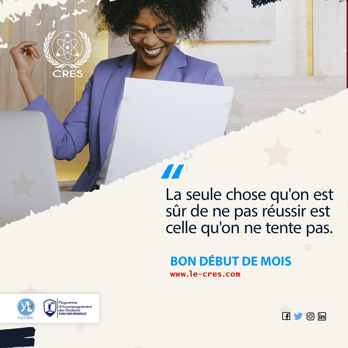 cres_science's tweet photo. La seule chose qu'on est sûr de ne pas réussir est celle qu'on ne tente pas.

#BonDebutDeSemaine https://t.co/uk4vl0A4oL