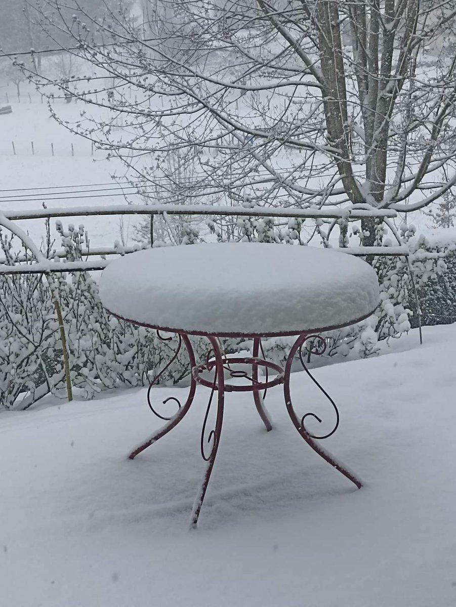 5 à 10 cm à basse altitude entre le Massif-Central et les #Alpes lors du passage du front entre la nuit dernière et ce matin.
Il est prévu 10/20 cm supplémentaires entre ce soir et demain soir. 