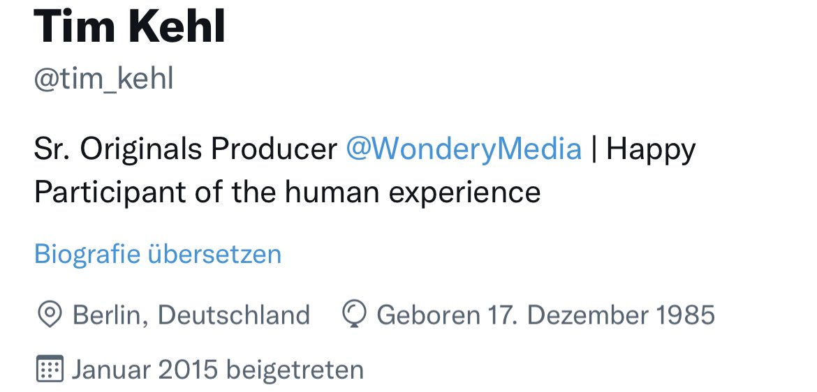 New Bio just dropped! Ab heute darf ich das deutsche Originals Team <a href="/WonderyMedia/">Wondery</a> aufbauen.