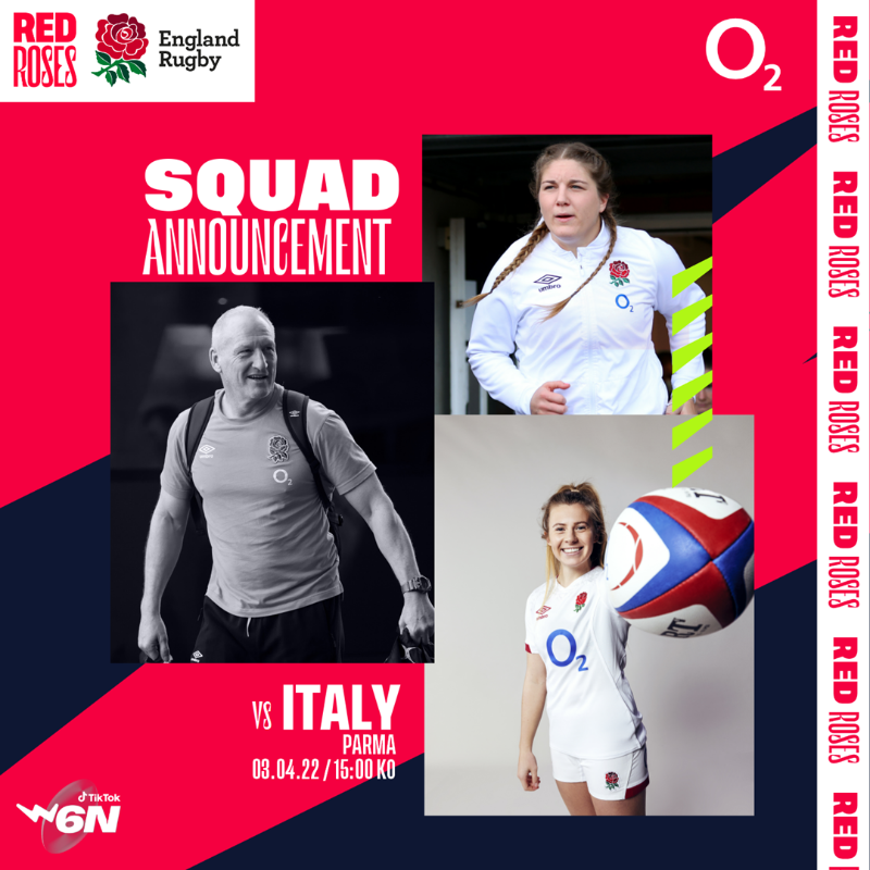 EnglandRugby's tweet photo. #RedRoses team named for #ITAvENG 🌹

@O2 | #WearTheRose