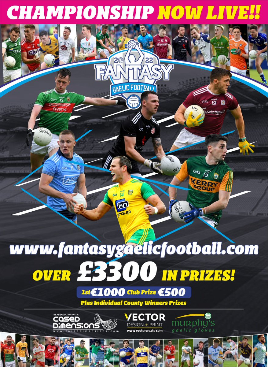 FantasyGaelicFB's tweet photo. Fantasy Gaelic Football CHAMPIONSHIP is NOW LIVE! #FGF22
📲We are now open for entries, log onto https://t.co/qdZPL7OIXw✅
😍OVER £3300 in PRIZES! 😍
1st £1000 / £500 Best Club Prize plus
@murphysgloves goodie packs & more
⌛️Deadline Sat 23rd April@ 1pm
NOTE: NEW GAME-NEW REG https://t.co/TvjtmhRRAm