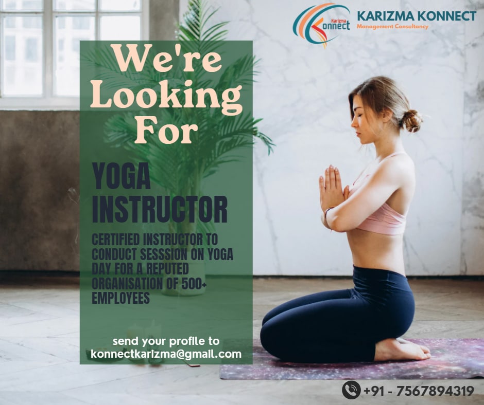 We are looking for professional Yoga Trainer for conducting webinar on Yoga Day.

The session will be virtual.

.
.
 
.
.
.
#yoga #yogatrainer #yogaprofessionals #yogaatworkplace #virtualyoga