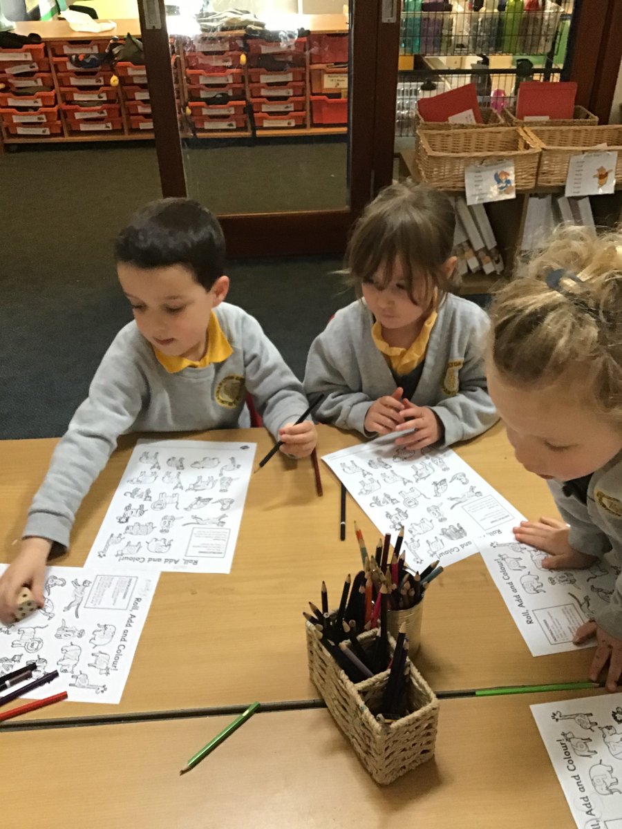 RedClassCharlt1's tweet photo. Roll and colour. We have been playing an addition game, we needed to roll the dice twice and add the numbers together, then colour the answer on the sheet! https://t.co/Wn3o7EAMTm