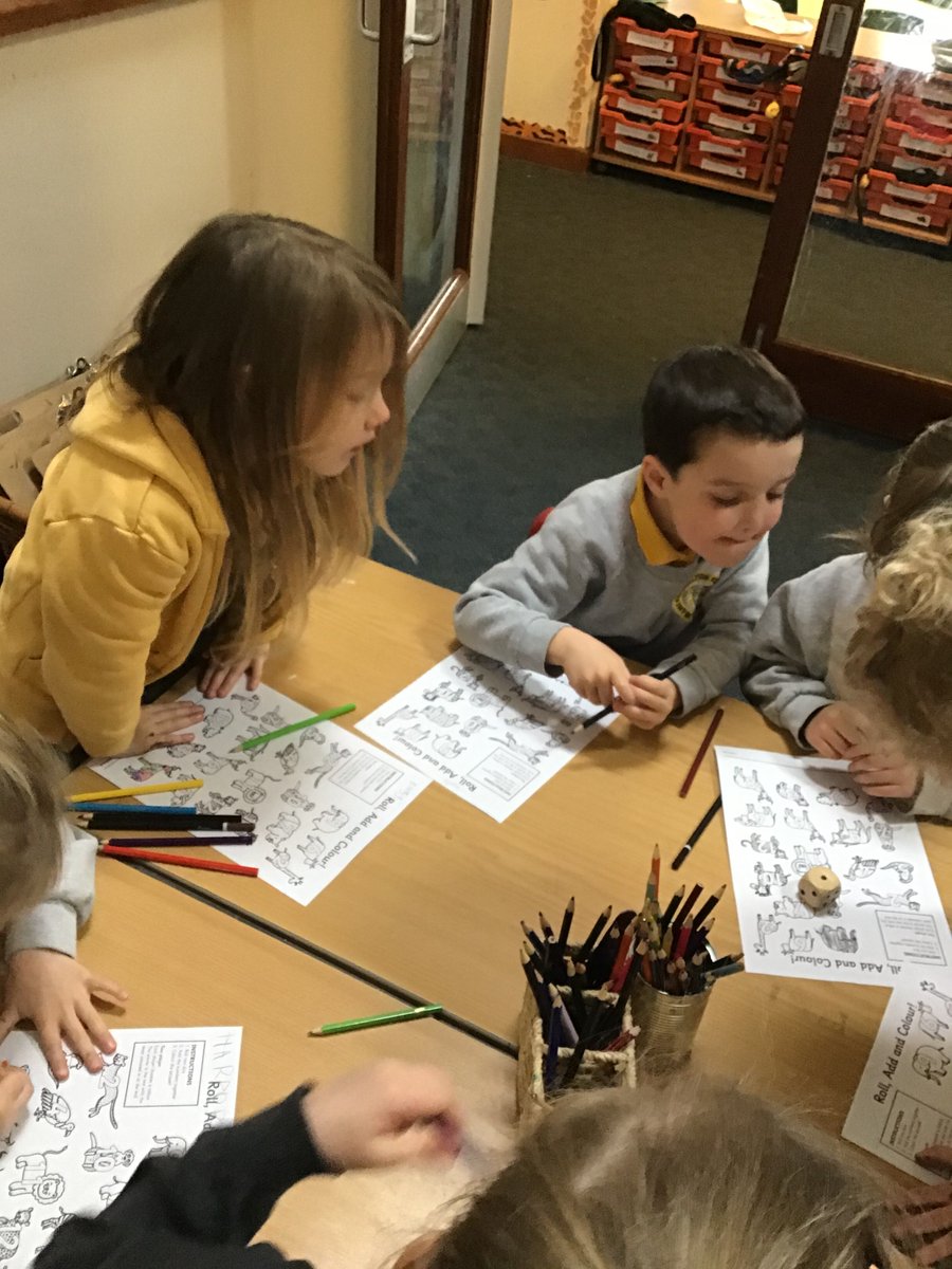 RedClassCharlt1's tweet photo. Roll and colour. We have been playing an addition game, we needed to roll the dice twice and add the numbers together, then colour the answer on the sheet! https://t.co/Wn3o7EAMTm