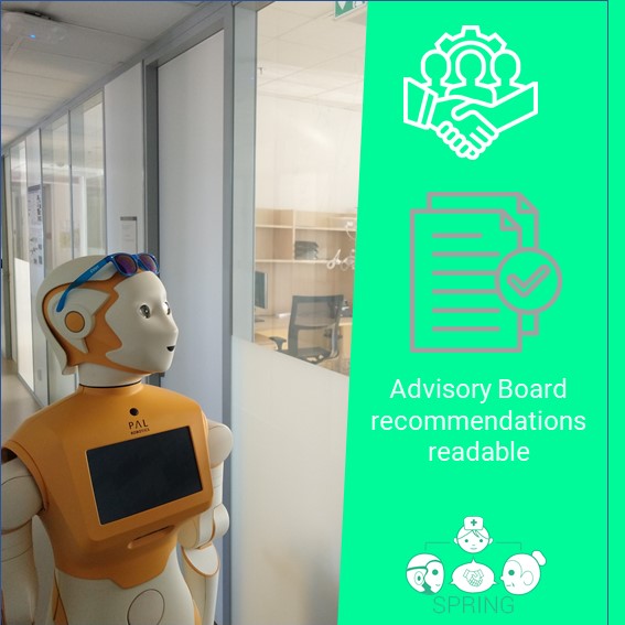 In the second Advisory Board (AB) meeting for the SPRING project , the consortium presented the achieved technical progress, and had fruitful exchanges with the members of the AB. The AB recommendations 👉 bit.ly/3IBgVCg #Robotics #h2020 #Socialrobots #EUProjectSPRING