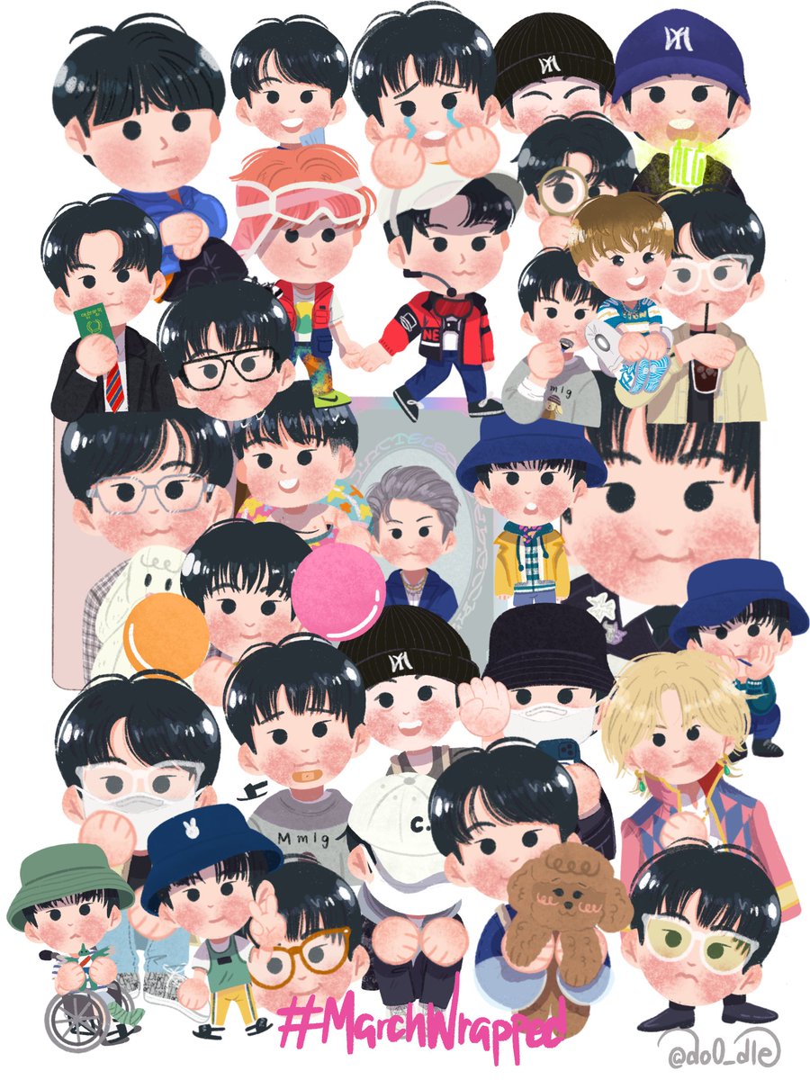 do0_dle's tweet photo. (Not) everything i drew in MARCH! Hello April! Hope i can draw more this month 😊🎀 
My fav piece is my DOTAE bbs 🥺💓 what’s yours? 
#MarchWrapped #do0_dle #DOYOUNG https://t.co/vvPB31cmvQ