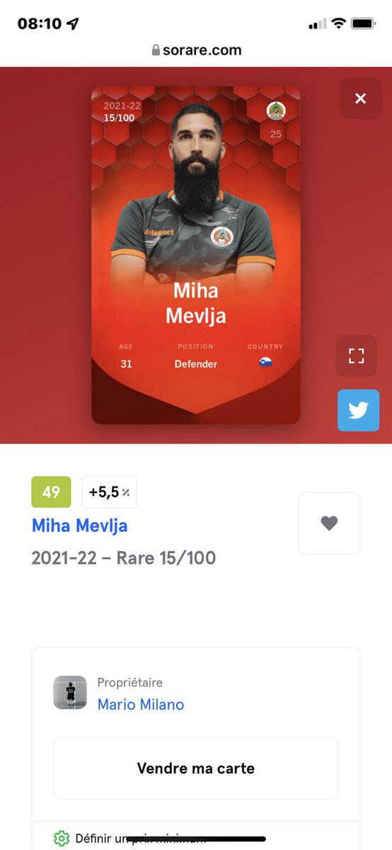 🎁GIVEAWAY SORARE🎁

🛑Je vous offre la carte de Miha Mevlaj en Rare !🛑

Conditions : 
🥰Créer ou avoir un compte Sorare  ➡️ sorare.com/r/mario-milano
😍RT + Follow <a href="/MarioMilano17/">Mario Milano « nara1702 »</a> 
😘Tag un ami pour que je sois son parrain

TAS 03/04 à 22H00
#Giveaway  #sorare #NFTGiveaway