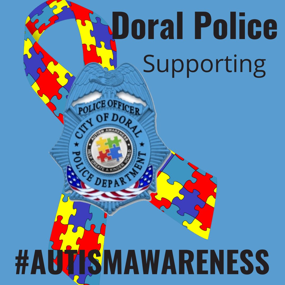 DoralPolice's tweet photo. April is Autism Awareness month. DPD officers who make donations to benefit Autism will be proudly displaying their support on their uniforms as we celebrate
#AUTISMAWARENESS month by wearing our Blue Autism Awareness Badges. 💙
#DoralProud
#BlueForAutism https://t.co/sUmIrowlE1