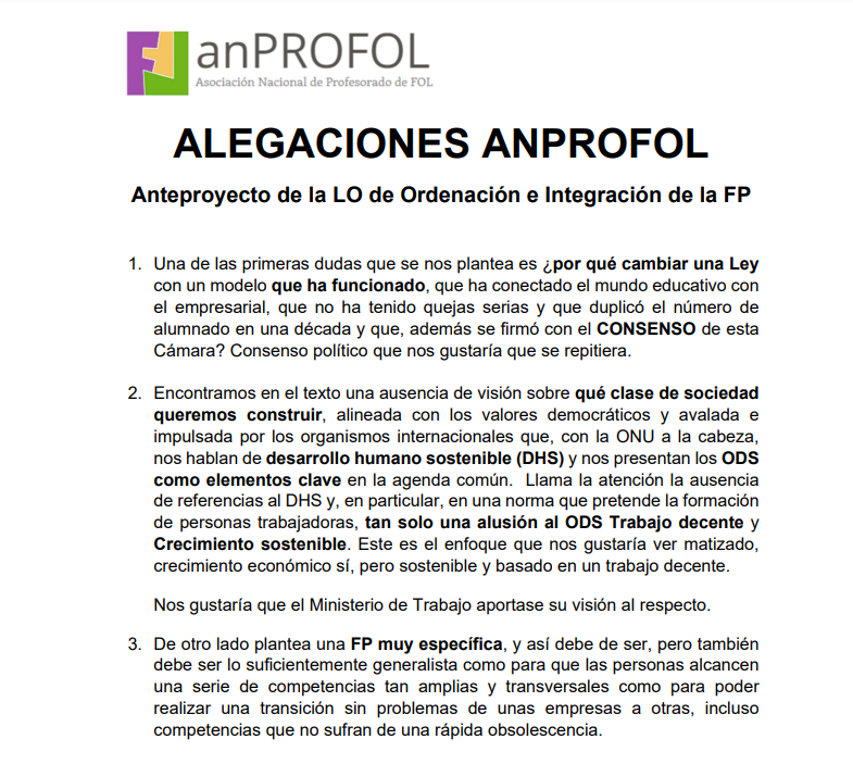 ANPROFOL's tweet image. En el BOE la Ley Orgánica 3/2022, de 31 de marzo, de ordenación e integración de la 
Formación Profesional:
boe.es/boe/dias/2022/…
Desde #ANPROFOL lamentamos que no se haya recogido ninguna de las alegaciones que presentamos
anprofol.com/_files/ugd/db5…