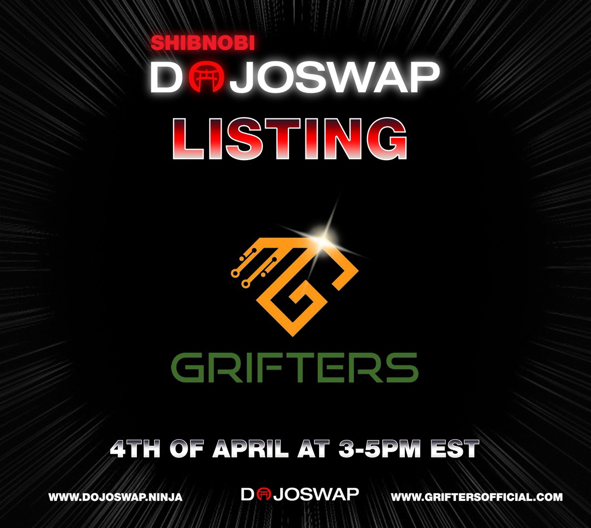 ⛩ #Shibnobi_DOJOSWAP Launch incoming‼️

📢 <a href="/griftersproject/">Grifters NFTs</a> | #Grifters 
The entire #Shibnobi community welcomes #Grifters to the #ShibnobiEcosystem! 

We cannot wait for this launch! 

🔗 DOJOSWAP.NINJA ⛩ 

#Shinja $Shinja #ShibnobiArmy #Grifters $DELC