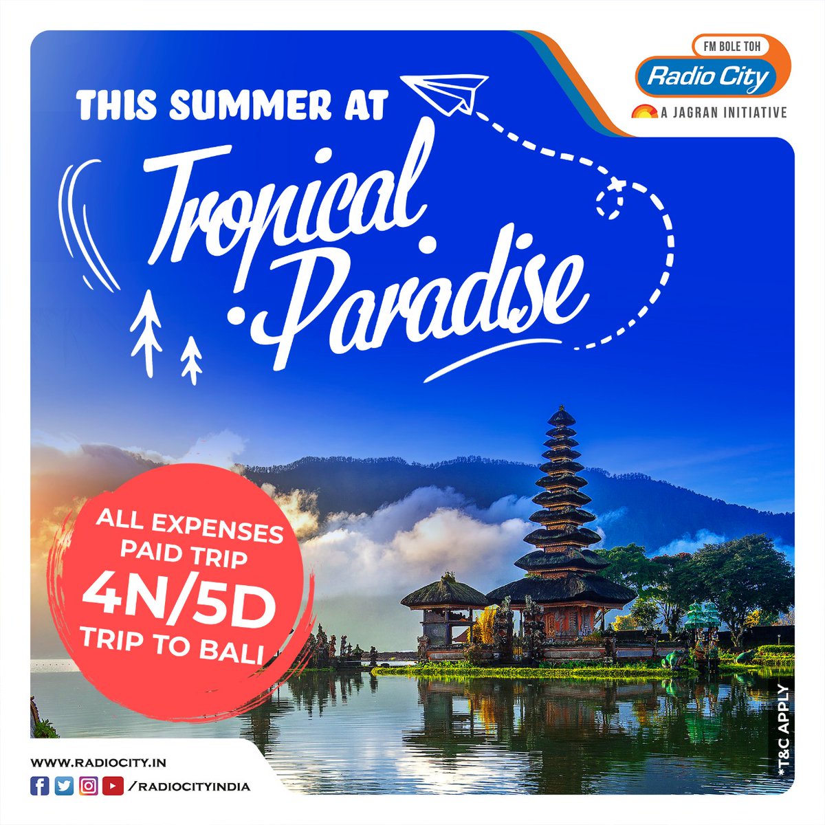 radiocityindia's tweet photo. Radio City Brings you a big surprise!
Soak in the summer at this Tropical Paradise.
Log on to https://t.co/tozfHGep2P now !
.
.
.
.
#Bali #Surprise #SummerSeason #TriptoBali #TropicalParadise #RadioCity https://t.co/D28fpC0zTP