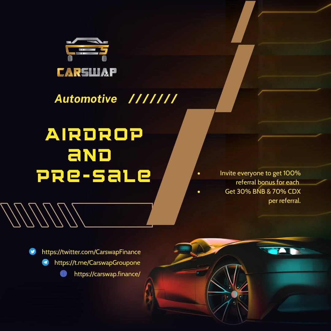MarcusProject12's tweet photo. Carswap exchange coin project (CDX), The foundation for the huge NFT game ecosystem has a Demo. List of Pancakeswap exchange - Binance - Hotbit when IDO End
💵 Binance Holds 5% CDX
💵 Hotbit Holds 5% CDX
💵 Pinksale locked 5% of CDX https://t.co/KiBWEgF79S