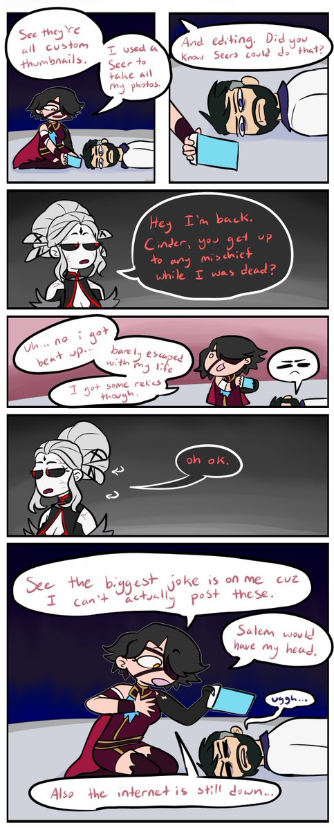 It's that time again! April Falls Day! 
This is my comic from 2021 showcasing all Cinder's pranks from the Volume 8 finale. Content creation is her passion

#RWBY