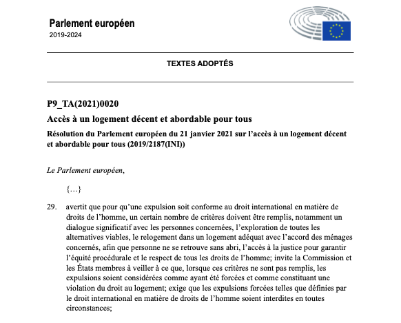 AssoDalo's tweet photo. 1er avril : reprise des expulsions locatives.
Pour le Parlement européen, une expulsion sans relogement est une violation du droit au logement. 
À quand le respect du droit dans notre pays ? https://t.co/GgSDdskNlG