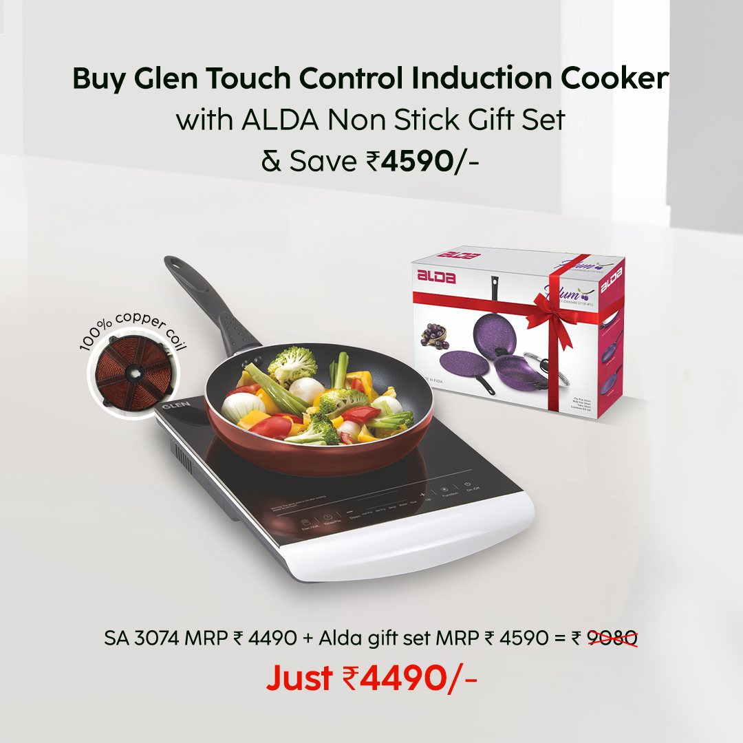 Glen__India's tweet photo. *Special Combo Offer* Buy Glen Touch Control Induction Cooker with ALDA Non Stick Gift Set and Save Rs. 4590/-
Shop Now: https://t.co/u6HKbfaSPq
#inductioncooker #inductioncooking #inductioncooktop #makewithglen #cookwareset https://t.co/RFBX0Ic0ZK