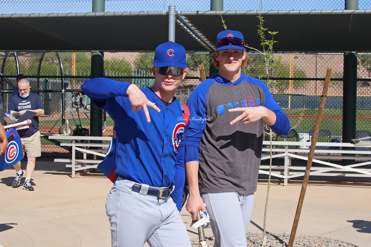 biest22's tweet photo. One of the best parts of Spring Training is the laid-back atmosphere where you get to see the fun side of players and the camaraderie that's built! Pete Crow-Armstrong @owen_caissie @EthnaHearn @mmervis12 @kohlrf @ColeRoederer @nickk_padillaa #Cubs #ST2K22 https://t.co/3gOfVOgBEK
