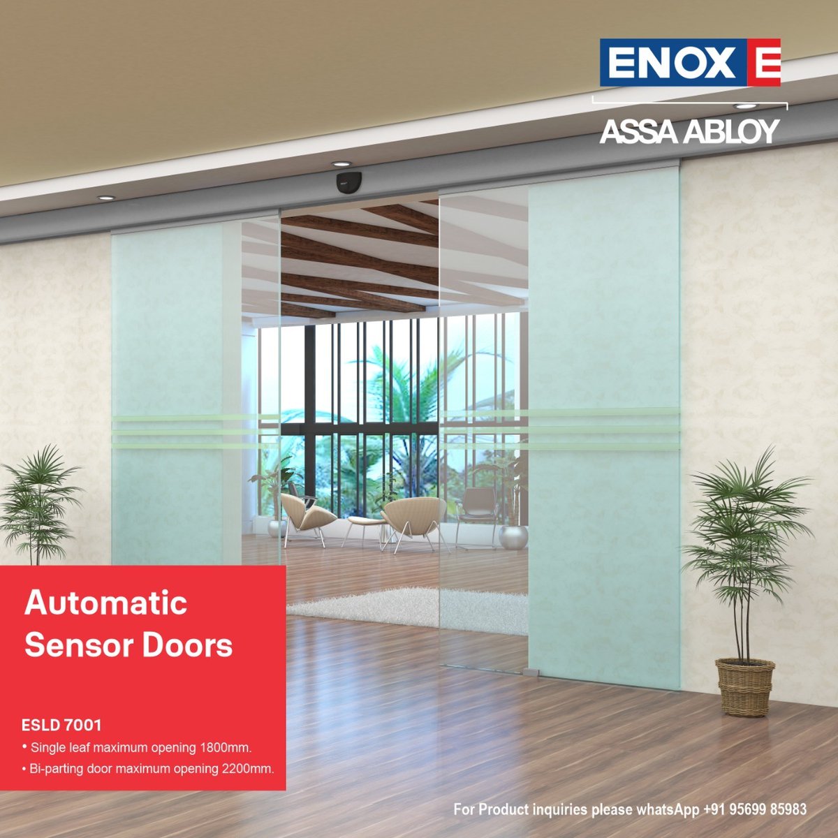 HardwareSamachr's tweet photo. ENOX Automatic sensor door that helps you save energy and provides an elegant look to the entrance!!
#Enoxindia #assaabloy #automatic #SensorDoor #doors #automaticsensordoors #hardware #hardwarehub #glassclamp #glassdoor #hardwareshops #glassdoorshops #doorsupplier https://t.co/HRxyr7it2f