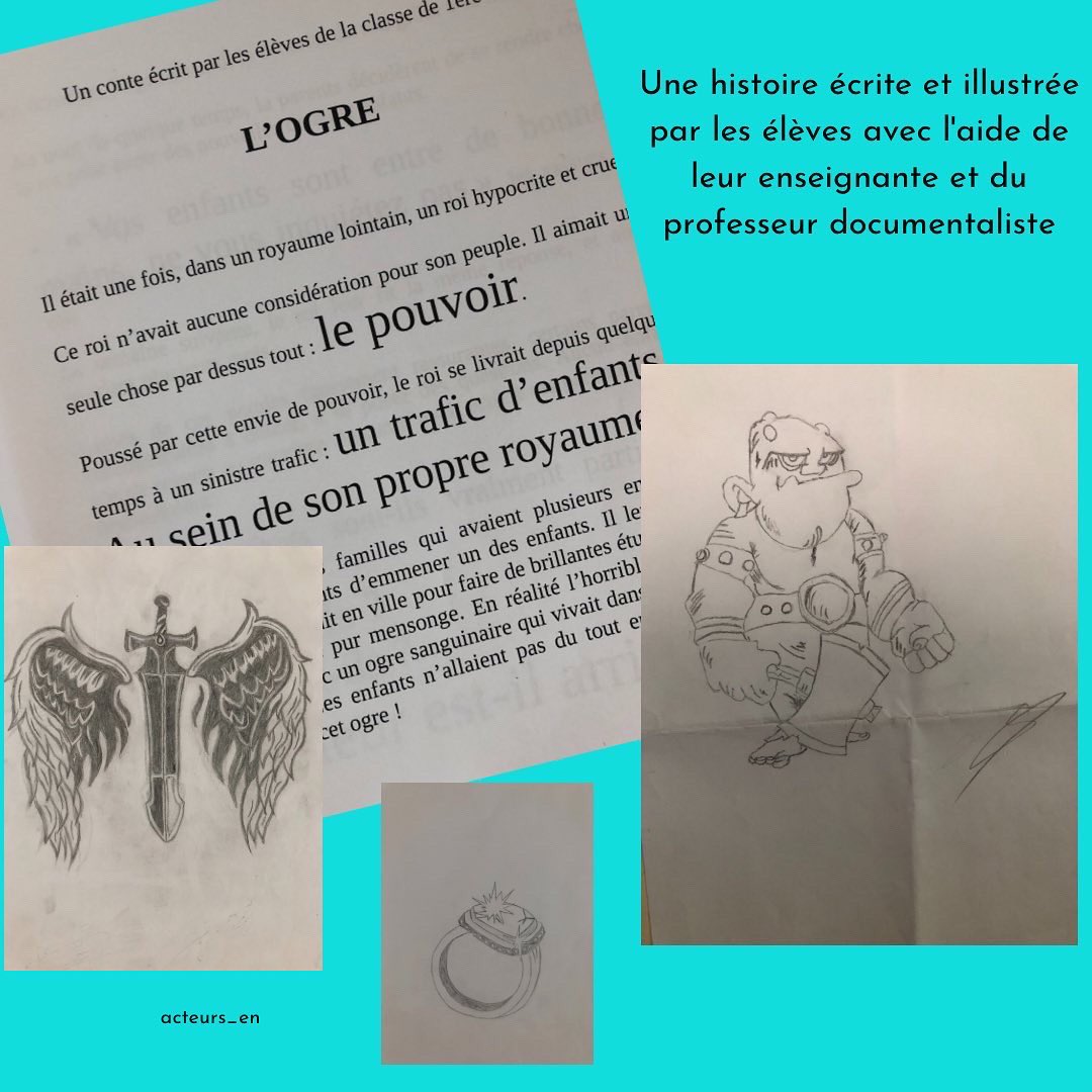 ActeursEn's tweet photo. Écriture et illustration d’un conte en UPE2A Lycée avec l’aide de la professeure documentaliste.
#upe2a #cappei #inclusion #professeurs #perdir #cpe #ienash #inshea #ecole #college #lycee #conte #apprendrelefrançais #igésr https://t.co/Si0PF7ak01