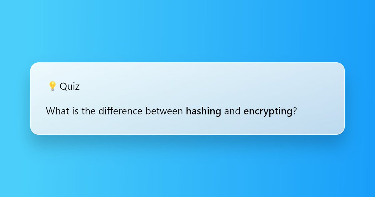 dev_apt's tweet image. 💡Crypto Quiz

What is the difference between hashing and encrypting?

#devapt_quiz
