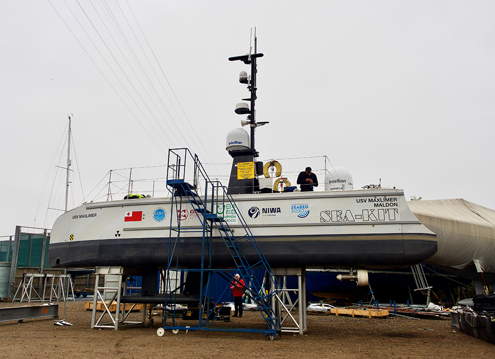 JCDAmos's tweet photo. Robot ahoy! The @InfoSEAKIT USV MaxLimer is being sent to Tonga to map Hunga-Tonga Hunga-Ha'apai volcano. It's joining a major scientific campaign organised by @NipponF_pr @niwa_nz @seabed2030. The boat will spend a month over the top of the caldera. https://t.co/PJ5kS3uhor https://t.co/hKjxc8aCwD