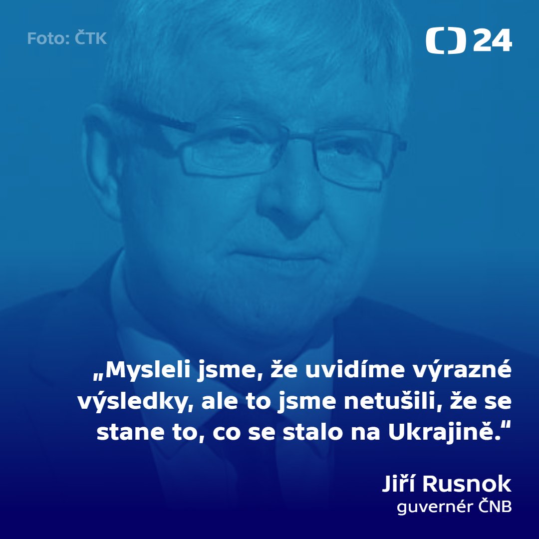 CT24zive's tweet photo. Kdyby nebyla válka, byla by teď česká ekonomika podle Rusnoka na vrcholu inflace, kolem 11 až 12 %. „Měsíc by to eskalovalo a pak by to šlo dolů. Teď máme vrchol 13, 14. Tím, že to vystoupá tak vysoko, to tu s námi bude déle,“ vysvětlil guvernér ČNB.

https://t.co/YwI1bIF9pB https://t.co/UzEOzEWIsr