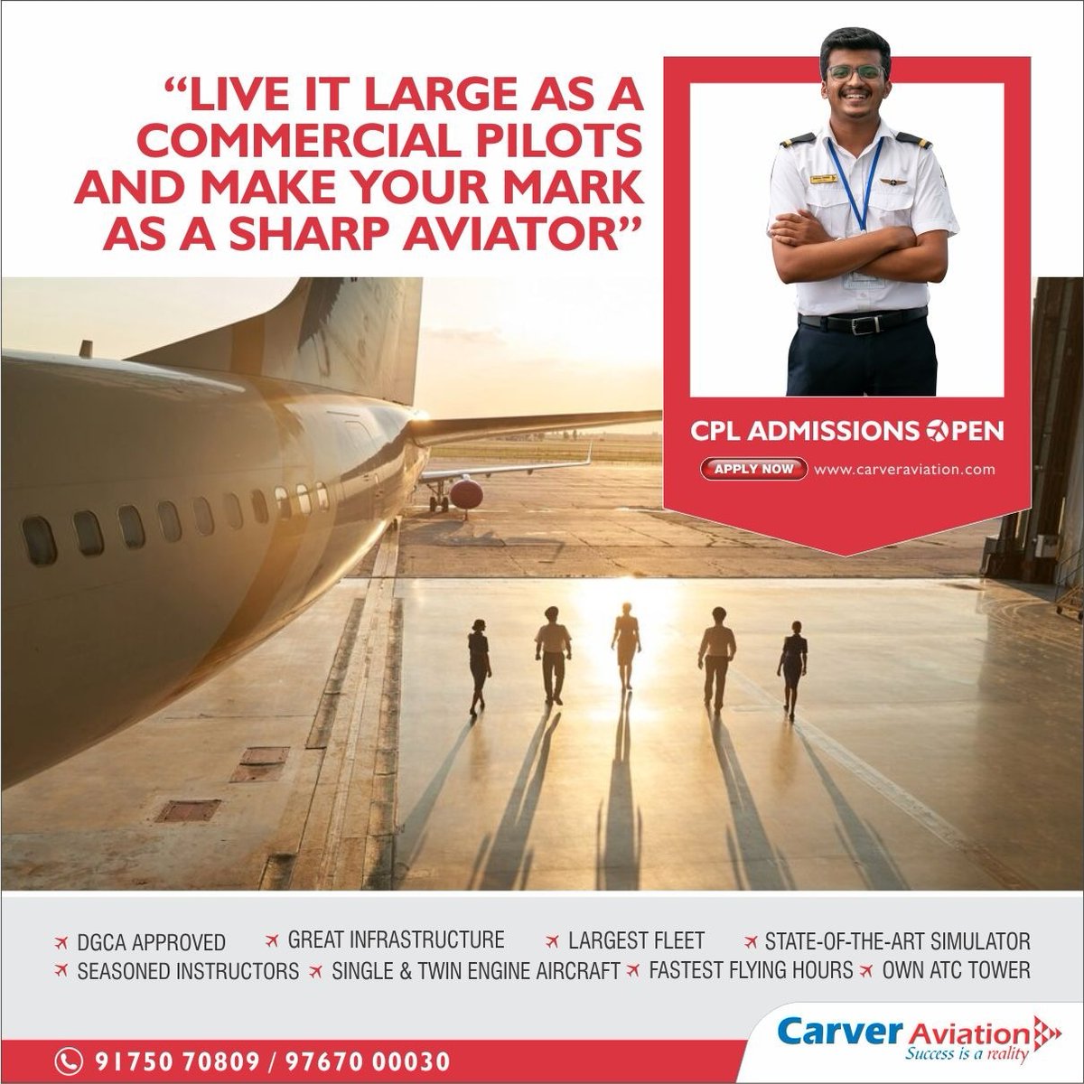 Carveraviation's tweet photo. Fly high towards your dream✈️️
Enrol in our Commercial Pilot Training Program now.
New Batch starts from May 2022
Contact: 9767000030/9175070809
#cpl #pilottraining #aviation #pilot #aviator #flyingtrainingschool #avgeek #flying #commercialpilot #carveraviation https://t.co/u33IrJ7bGA