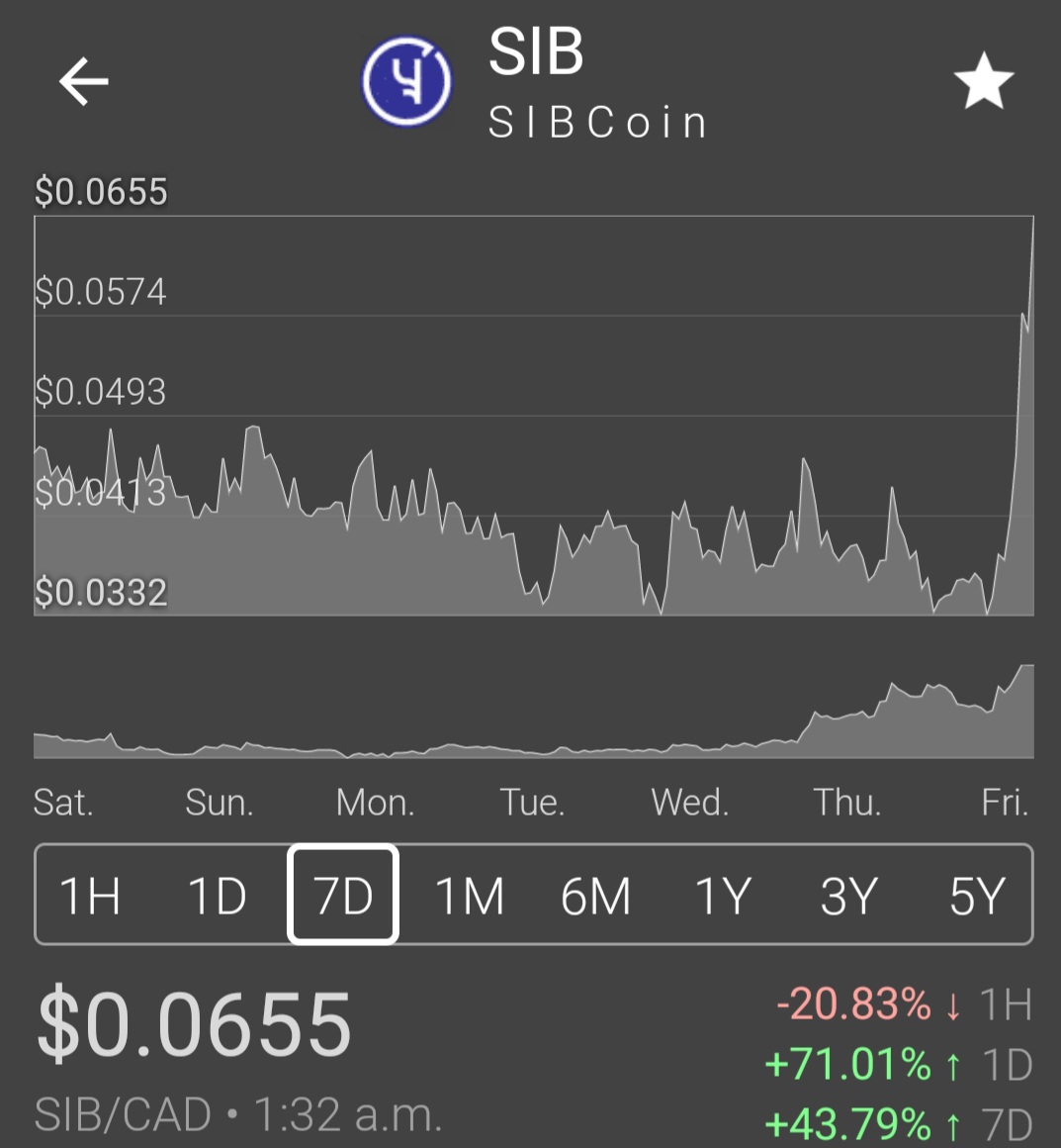 Dwizz47953507's tweet photo. SIBcoin up 70 percent on the day. Right after it gets banned in the U.S.
#sibcoin https://t.co/517c9xaRvJ
