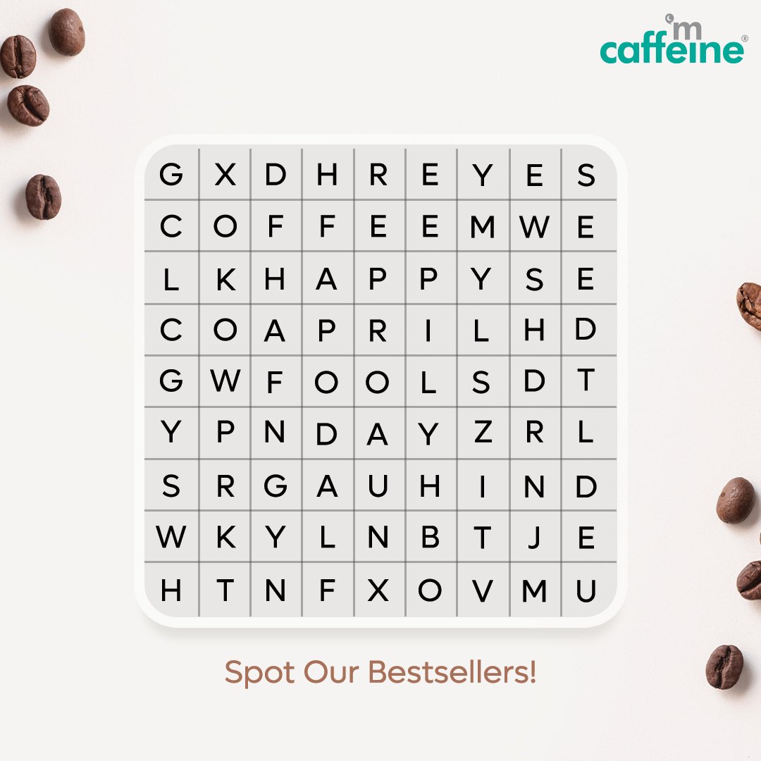 i_am_caffeine's tweet photo. How many bestsellers can you find?👀
Best NOT to put it in the comments below!
Tag someone who’d be a total fit for this task 😉
#WordSearch #FindTheBestseller #CoffeeBodyScrub #CoffeeScalpScrub #CoffeeLipScrub #BodyScrub #CoffeeCare #CoffeeForSkin #CoffeeForBody #CoffeeVibes https://t.co/oiYtuGXaAC