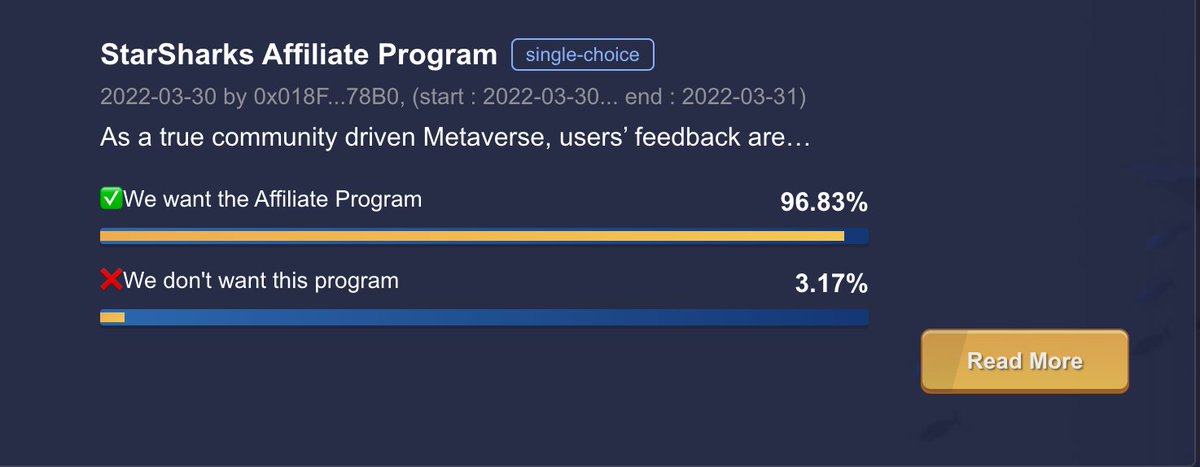 StarSharks_SSS's tweet photo. 🗞️ Sharkies, the proposal of StarSharks Affiliate Program has approved! 🎊

Thanks for your supports! 🦾

We will proceed the relevant works on development immediately. 🧑‍💻👩‍💻

#Starsharks #Metaverse https://t.co/hGlfWdL31A