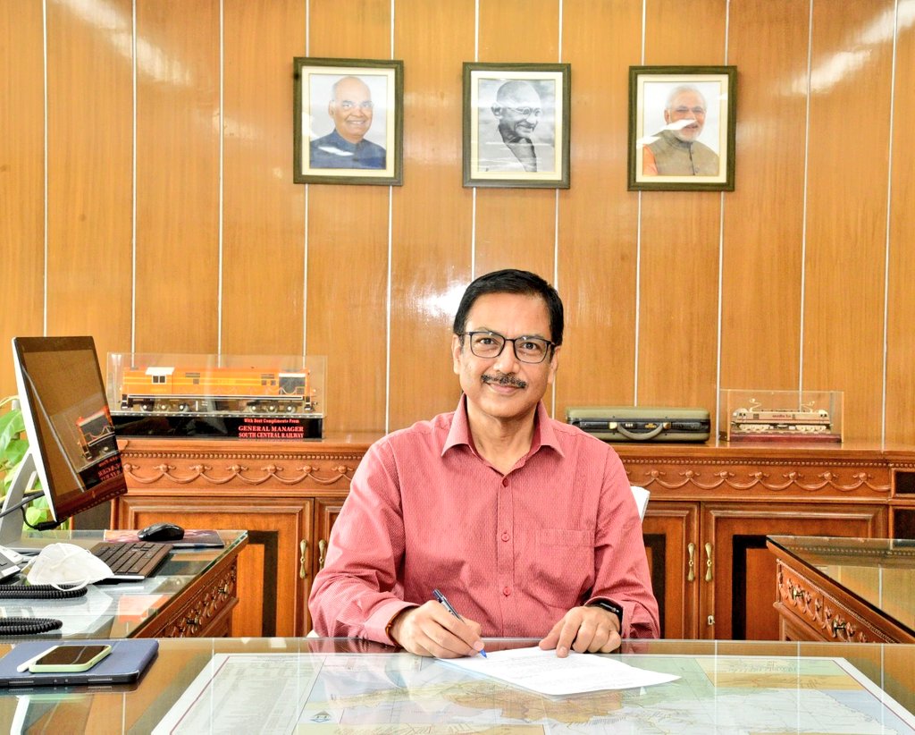 South Central Railway (@scrailwayindia) on Twitter photo Shri Arun Kumar Jain assumes charge today as General Manager (In-charge), South Central Railway at SCR Hqrs, Rail Nilayam, Secunderabad
<a href="/RailMinIndia/">Ministry of Railways</a> <a href="/AshwiniVaishnaw/">Ashwini Vaishnaw</a> <a href="/arunjainir/">Arun Jain</a>
<a href="/drmned/">DRM Nanded</a> <a href="/drmsecunderabad/">DRM Secunderabad</a> <a href="/drmhyb/">DRM HYB</a> <a href="/drmgnt/">DRM Guntur</a> <a href="/drmgtl/">DRM Guntakal</a> <a href="/drmvijayawada/">DRM Vijayawada</a> Shri Arun Kumar Jain assumes charge today as General Manager (In-charge), South Central Railway at SCR Hqrs, Rail Nilayam, Secunderabad
<a href="/RailMinIndia/">Ministry of Railways</a> <a href="/AshwiniVaishnaw/">Ashwini Vaishnaw</a> <a href="/arunjainir/">Arun Jain</a>
<a href="/drmned/">DRM Nanded</a> <a href="/drmsecunderabad/">DRM Secunderabad</a> <a href="/drmhyb/">DRM HYB</a> <a href="/drmgnt/">DRM Guntur</a> <a href="/drmgtl/">DRM Guntakal</a> <a href="/drmvijayawada/">DRM Vijayawada</a>